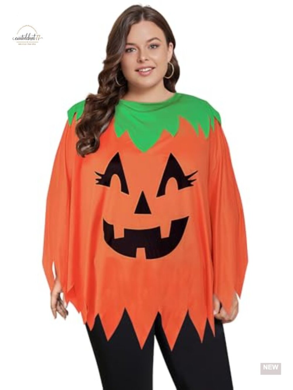 Adult Pumpkin Poncho Costume Plus Size Halloween Cape Polyester